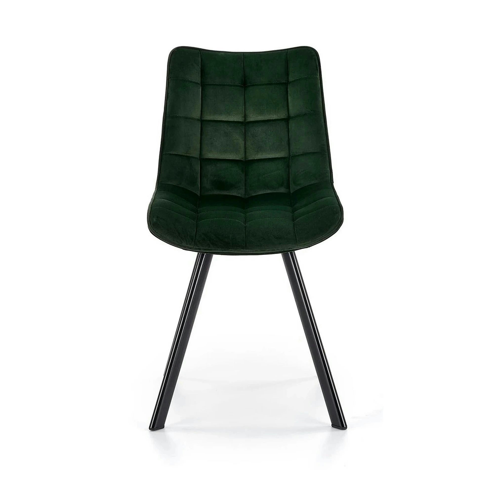 Scaun tapitat stofa K332, verde inchis/negru, catifea/metal, 46x61x84 cm