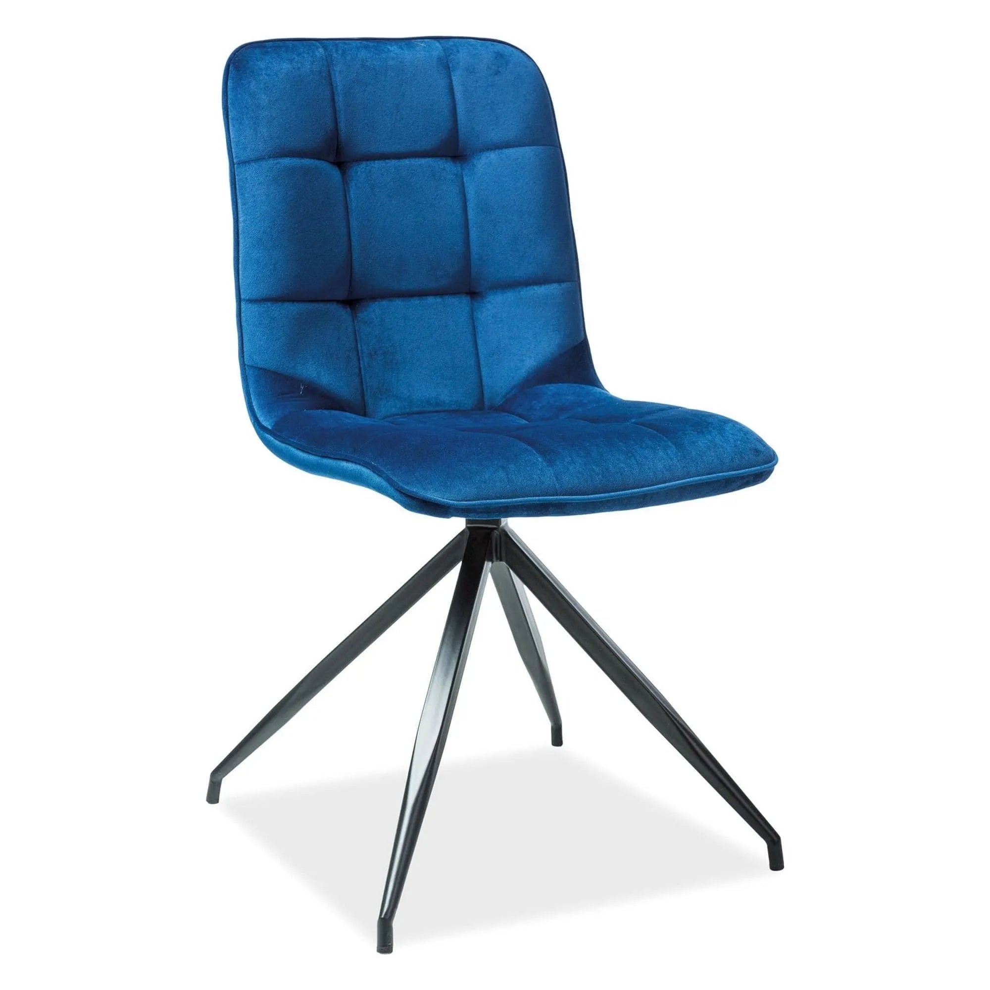 Scaun tapitat Texo, albstru/negru, stofa catifelata/metal, 47x42x86 cm