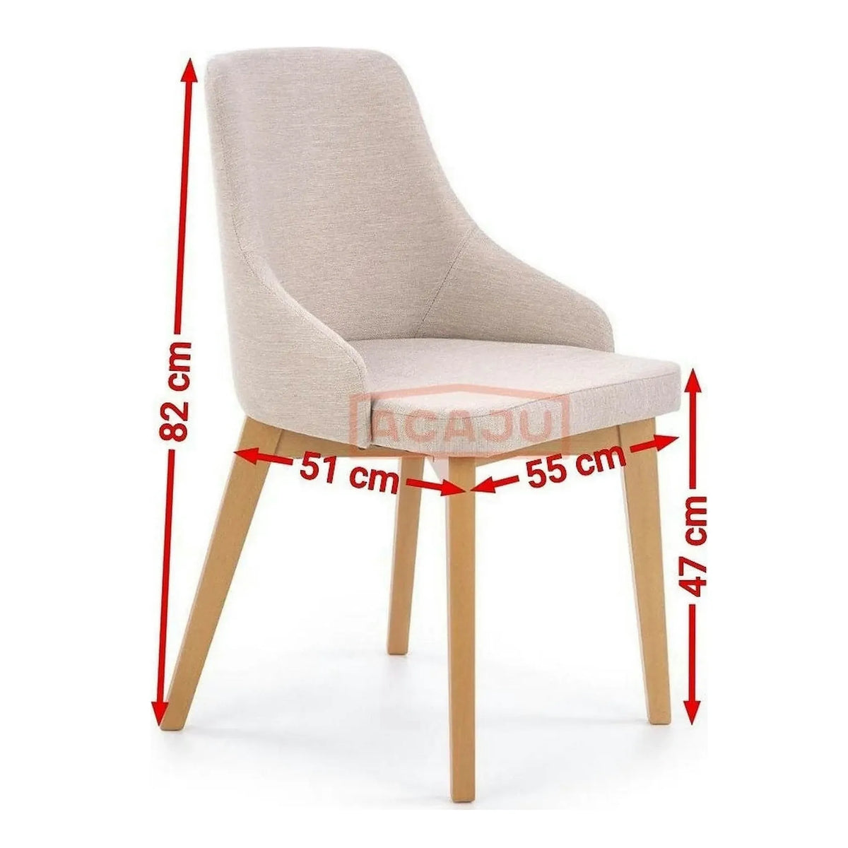 Scaun tapitat Toledo, bej deschis/stejar miere, stofa clasica/lemn de fag, 51X55X82 CM