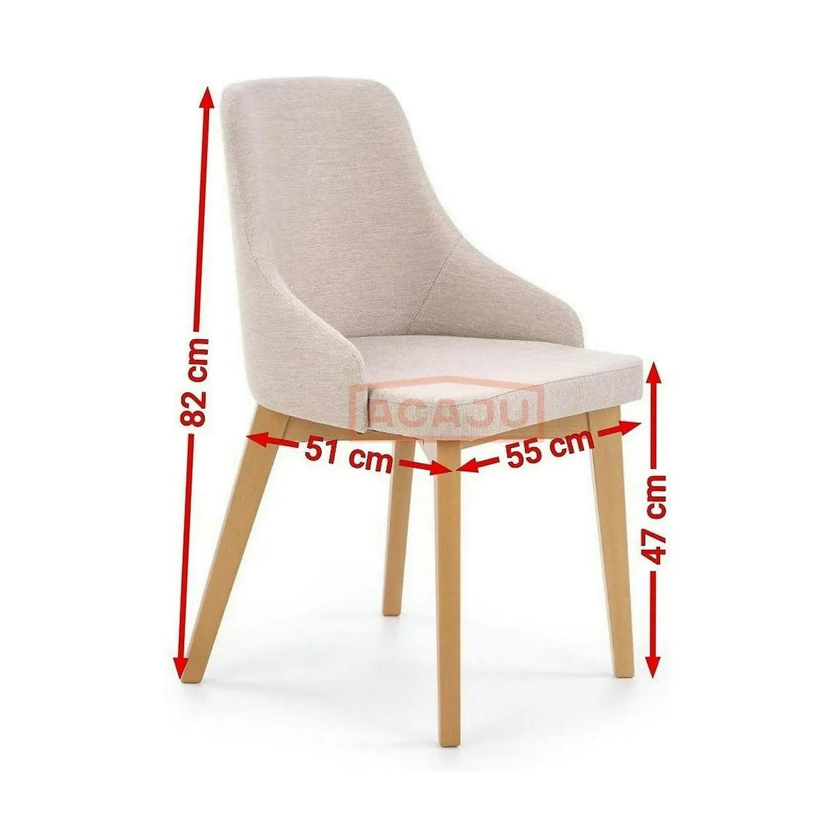 Scaun tapitat Toledo, bej deschis/stejar miere, stofa clasica/lemn de fag, 51X55X82 CM