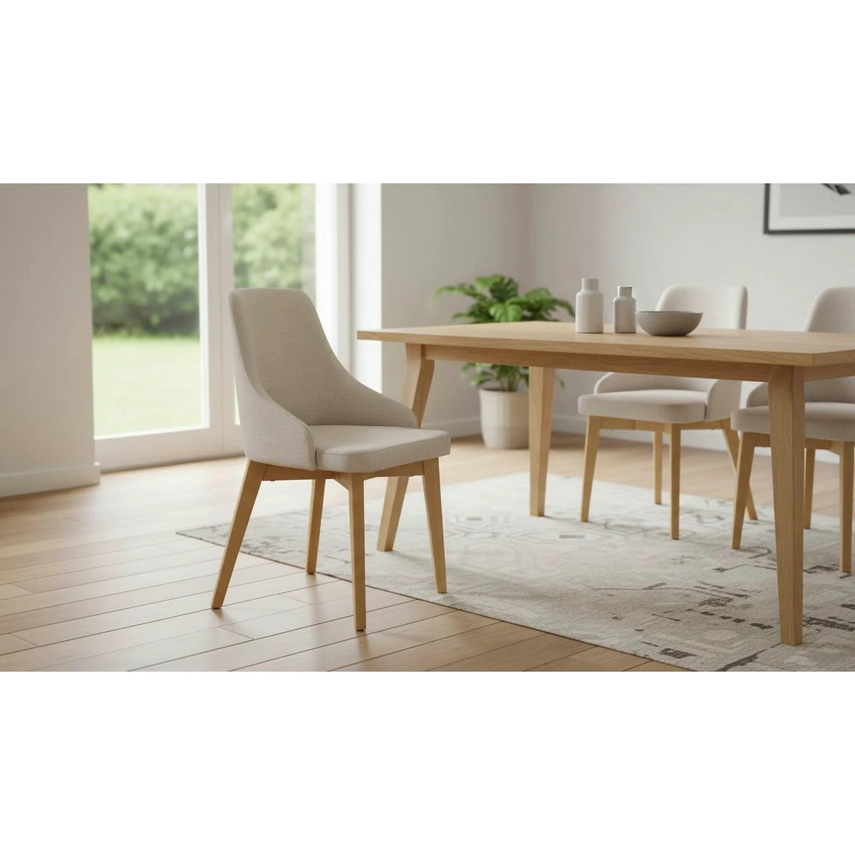 Scaun tapitat Toledo, bej deschis/stejar miere, stofa clasica/lemn de fag, 51X55X82 CM