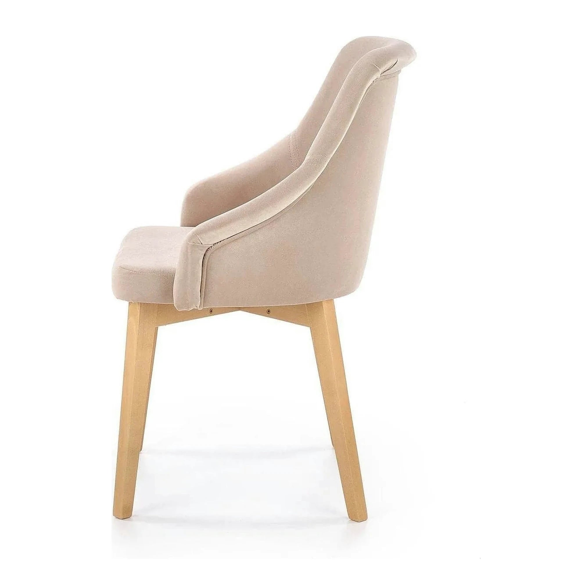 Scaun tapitat Toledo, bej deschis/stejar miere, stofa clasica/lemn de fag, 51X55X82 CM