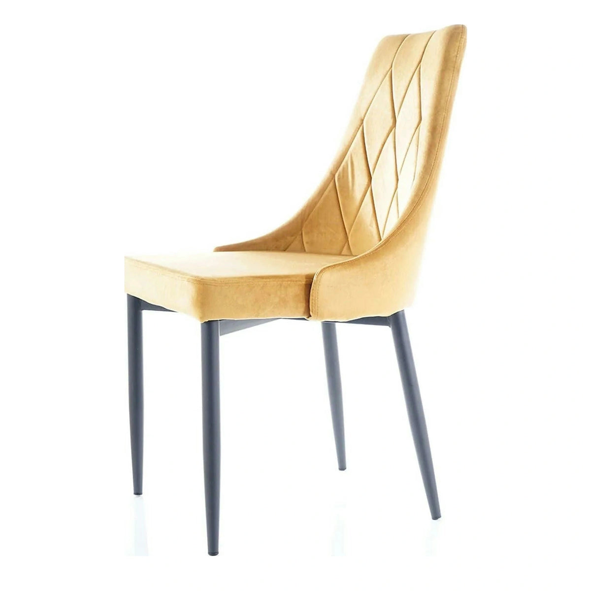 Scaun tapitat TRIX B, galben/negru, stofa catifelata/metal, 49x47x89 cm