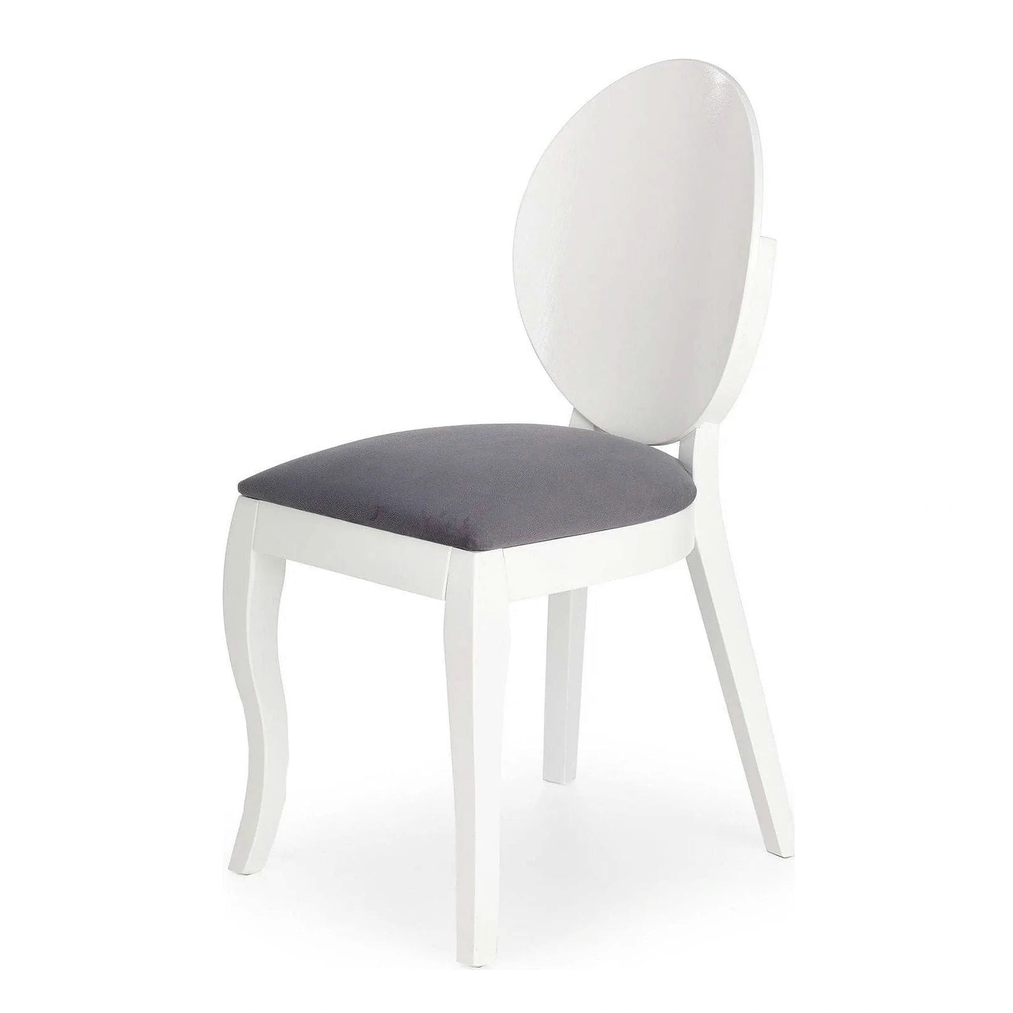 Scaun tapitat Verdi, gri/alb, stofa clasica/lemn de fag, 43X52X90 CM