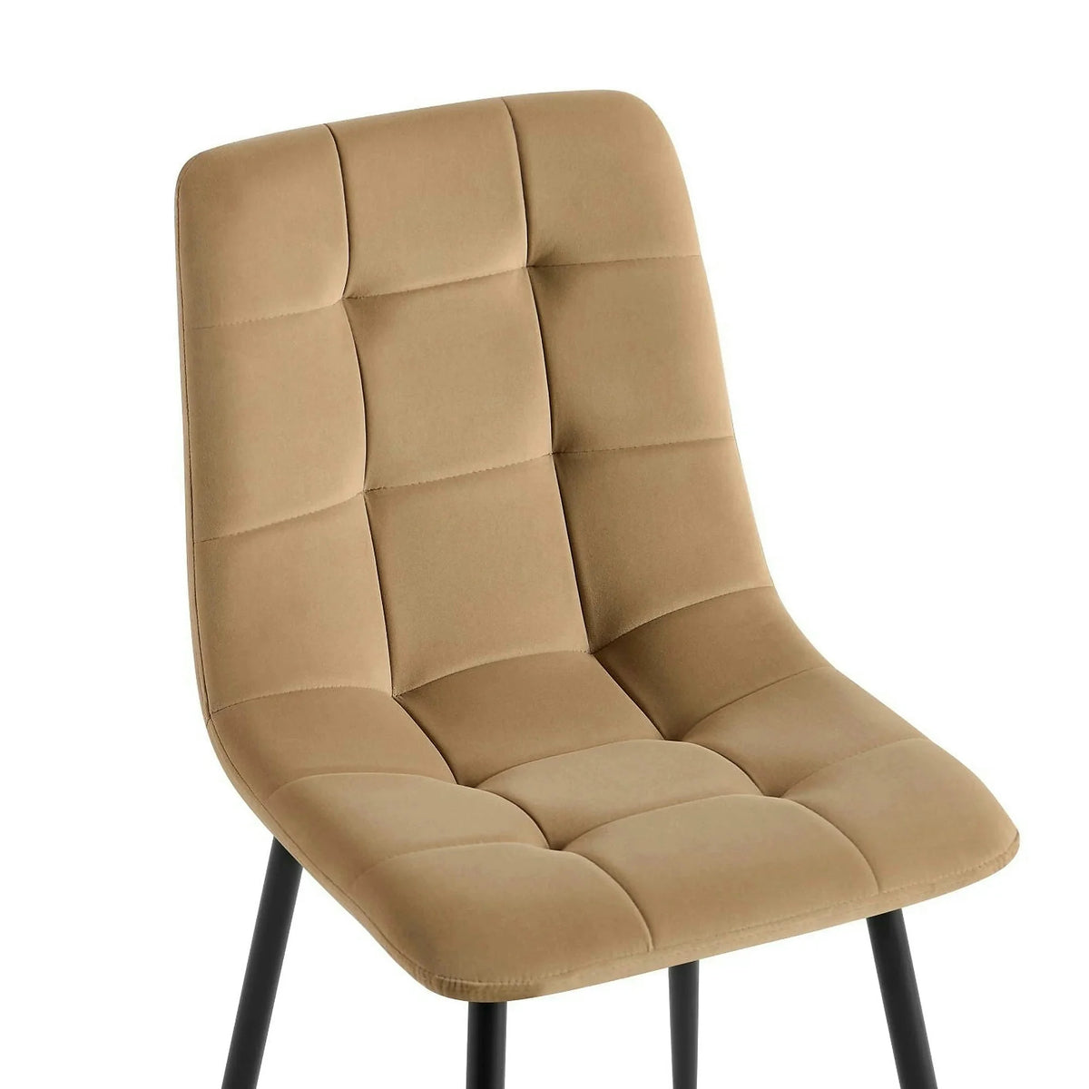 Scaun TED NEW, bej inchis/negru, stofa catifelata/metal, 46x54x88 cm