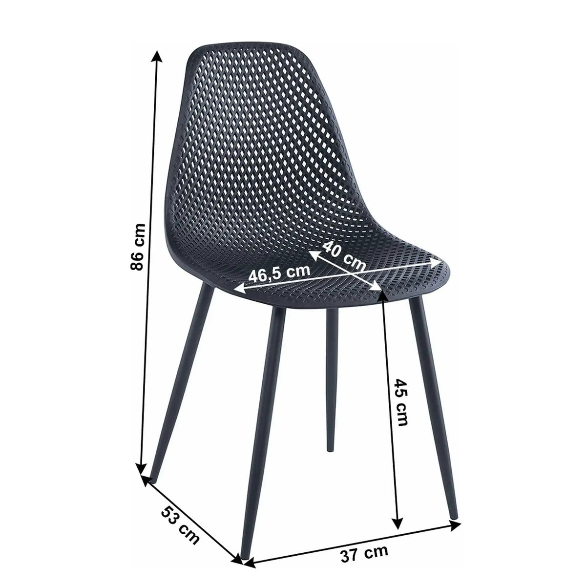 Scaun TEGRA TYP 2, negru, plastic/metal, 37x53x86 cm