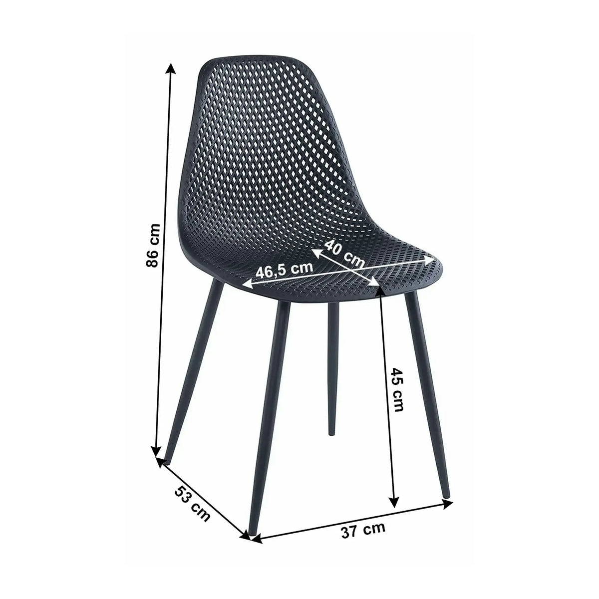 Scaun TEGRA TYP 2, negru, plastic/metal, 37x53x86 cm