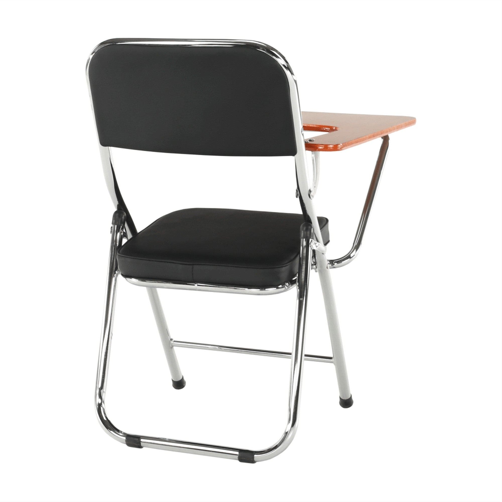 Scaun TEKER, negru/stejar natural/crom, piele ecologica/lemn/metal, 49x82x77 cm