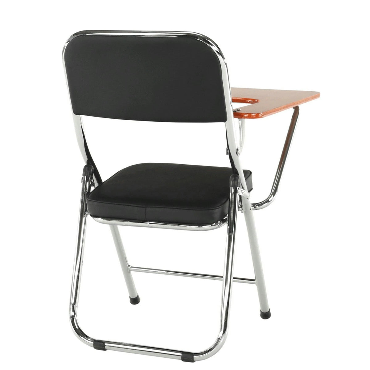 Scaun TEKER, negru/stejar natural/crom, piele ecologica/lemn/metal, 49x82x77 cm