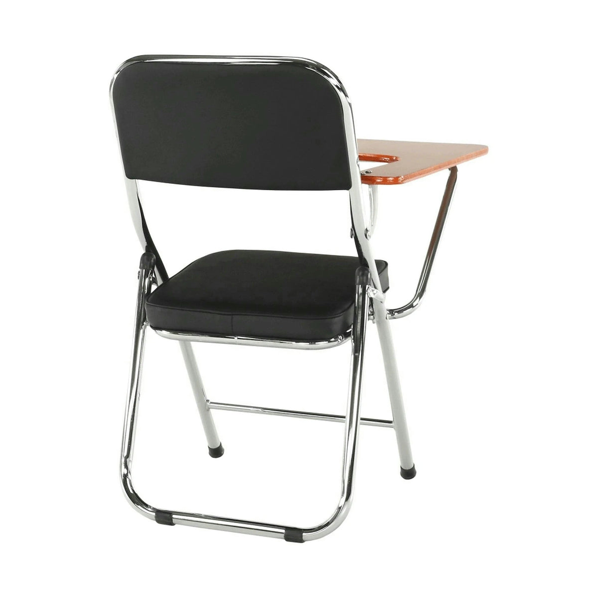 Scaun TEKER, negru/stejar natural/crom, piele ecologica/lemn/metal, 49x82x77 cm