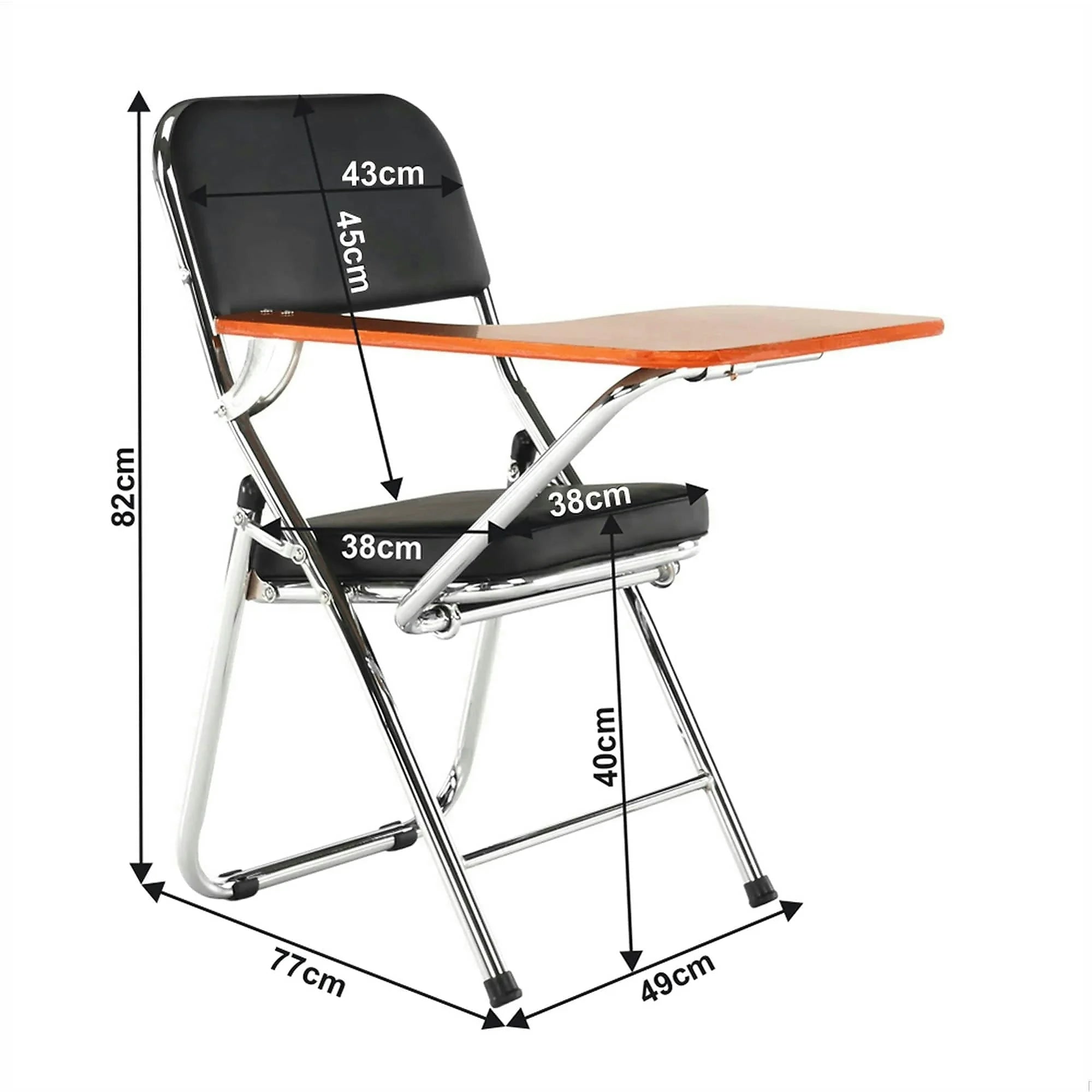 Scaun TEKER, negru/stejar natural/crom, piele ecologica/lemn/metal, 49x82x77 cm