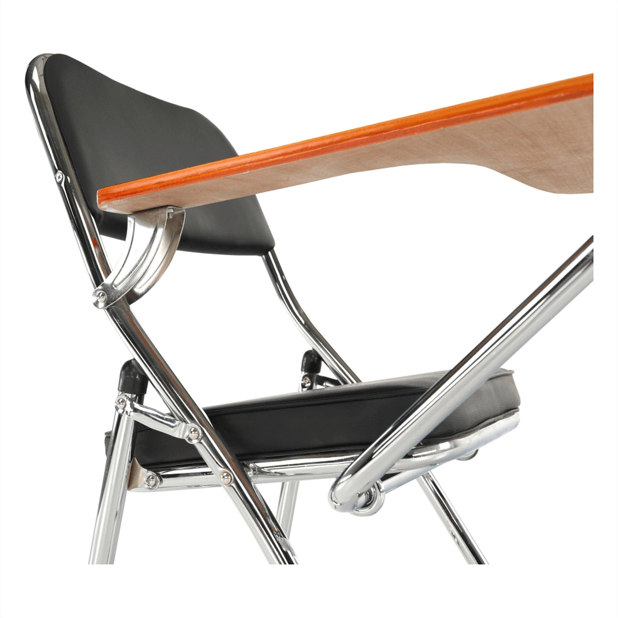 Scaun TEKER, negru/stejar natural/crom, piele ecologica/lemn/metal, 49x82x77 cm