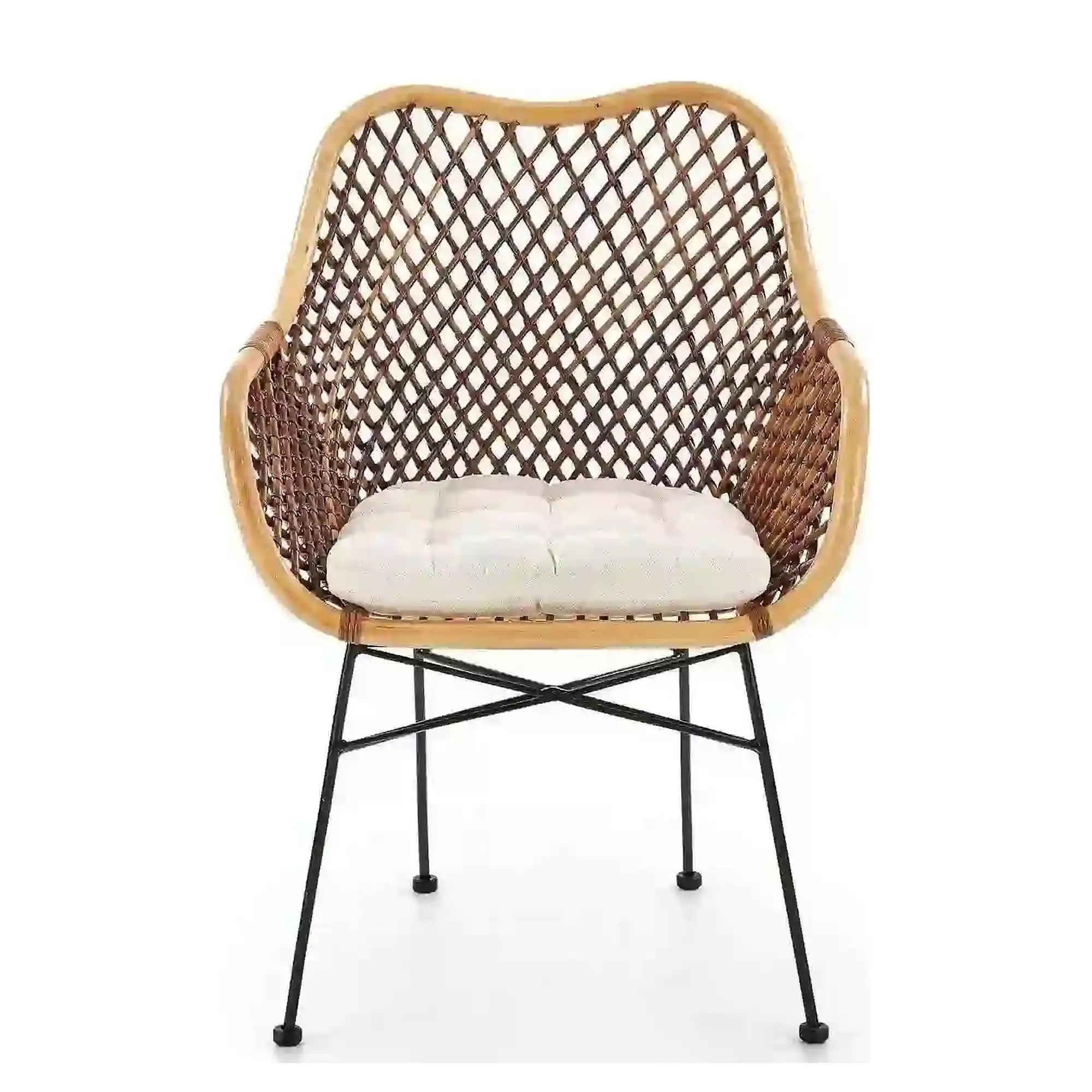 Scaun terasa K336, stejar/maro inchis, ratan natural/metal, 64X64X89 CM
