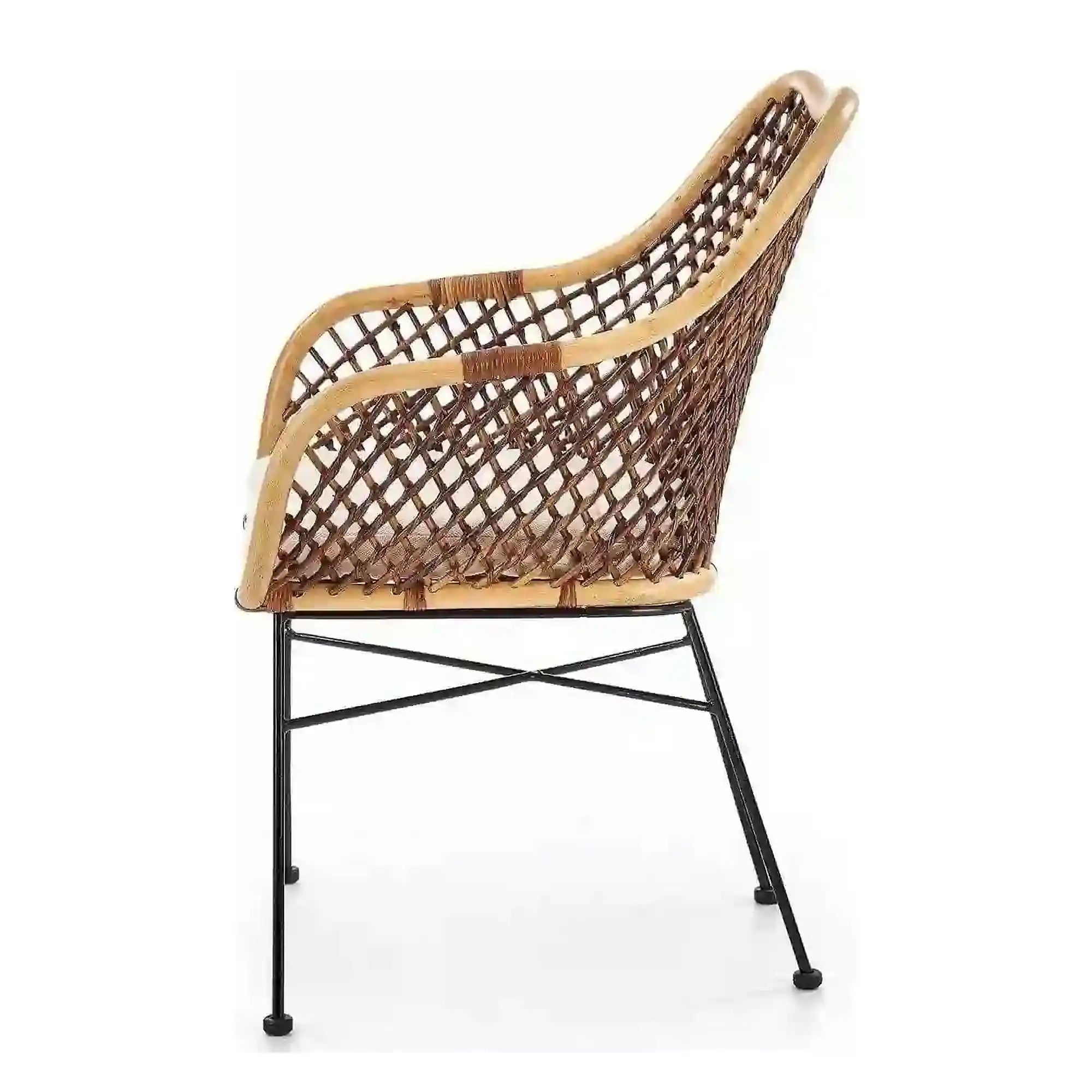 Scaun terasa K336, stejar/maro inchis, ratan natural/metal, 64X64X89 CM