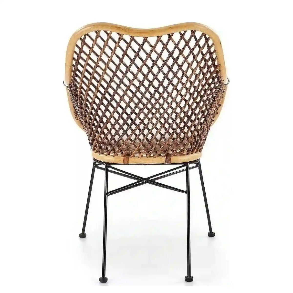 Scaun terasa K336, stejar/maro inchis, ratan natural/metal, 64X64X89 CM