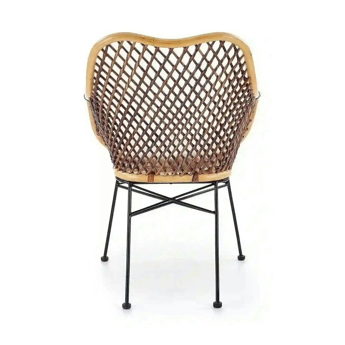 Scaun terasa K336, stejar/maro inchis, ratan natural/metal, 64X64X89 CM