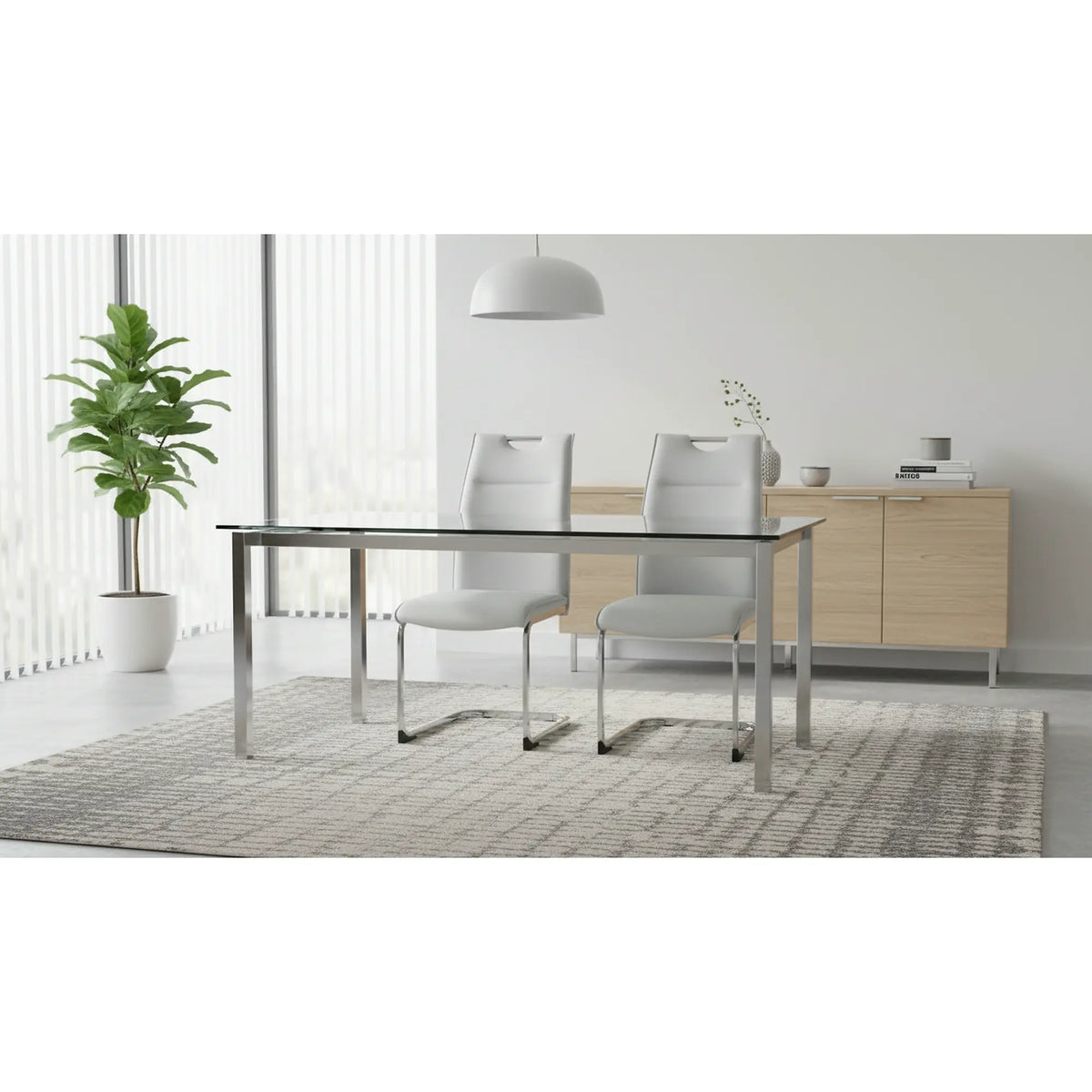 Scaun TOSENA, gri deschis/crom, piele ecologica/metal, 44x61x98 cm