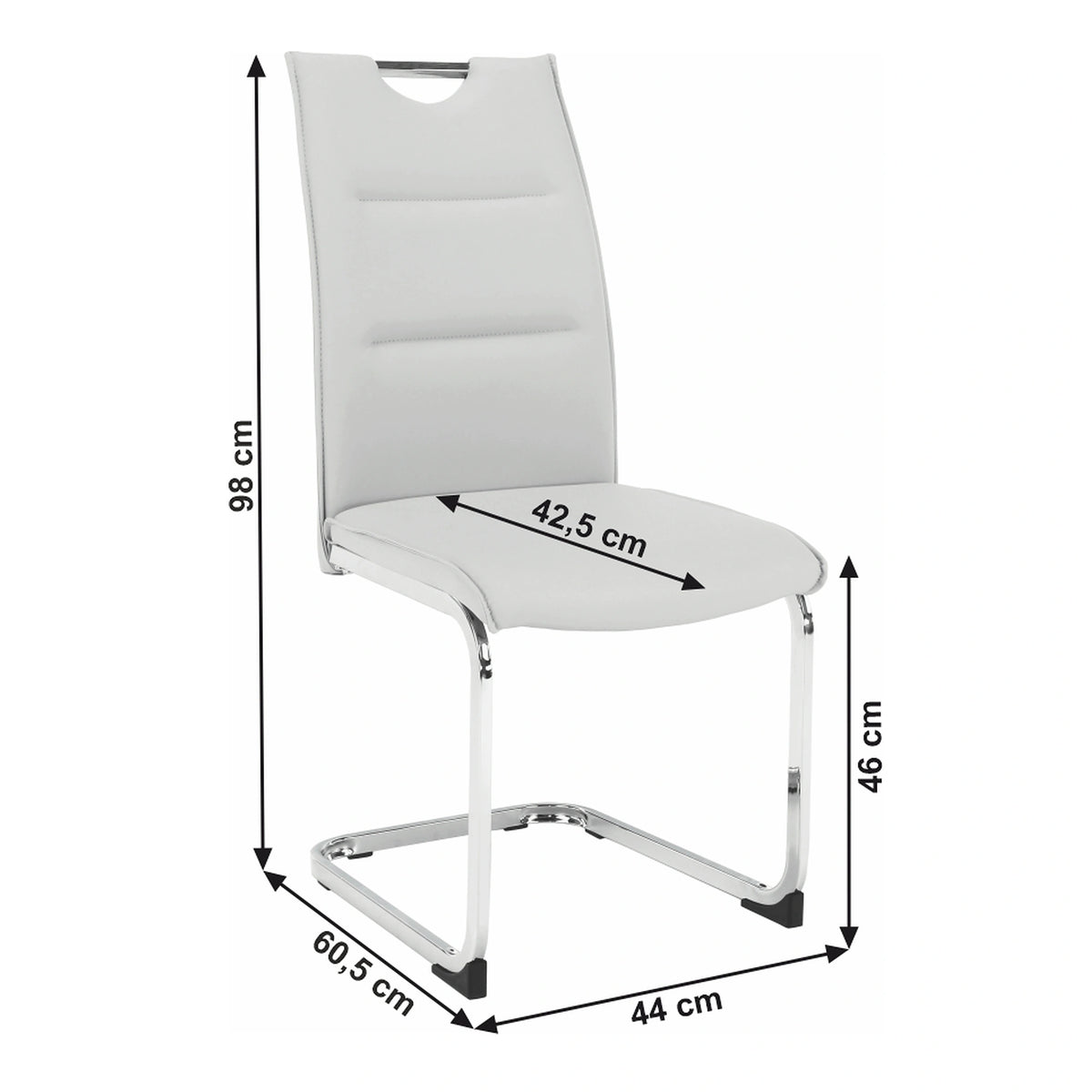 Scaun TOSENA, gri deschis/crom, piele ecologica/metal, 44x61x98 cm