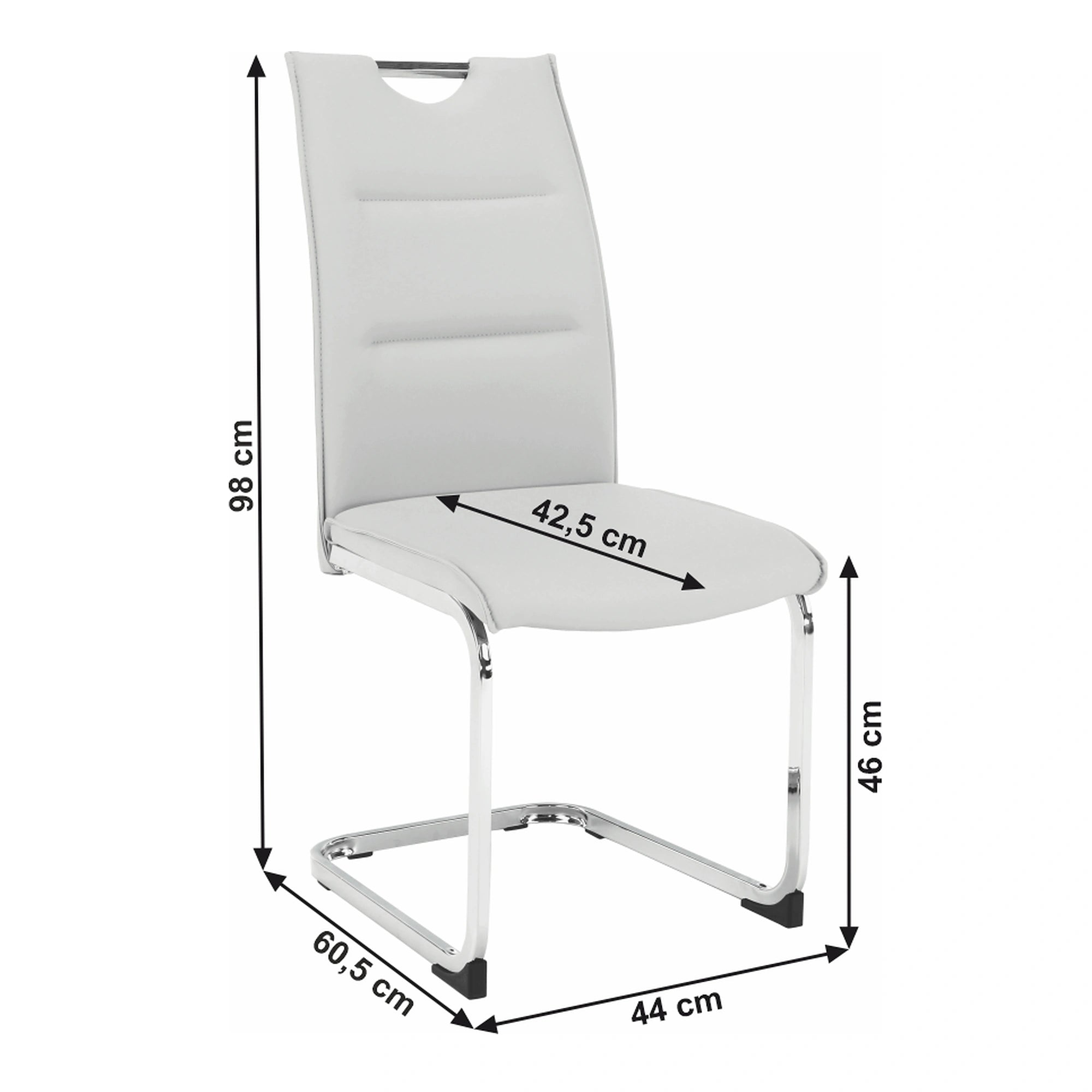 Scaun TOSENA, gri deschis/crom, piele ecologica/metal, 44x61x98 cm