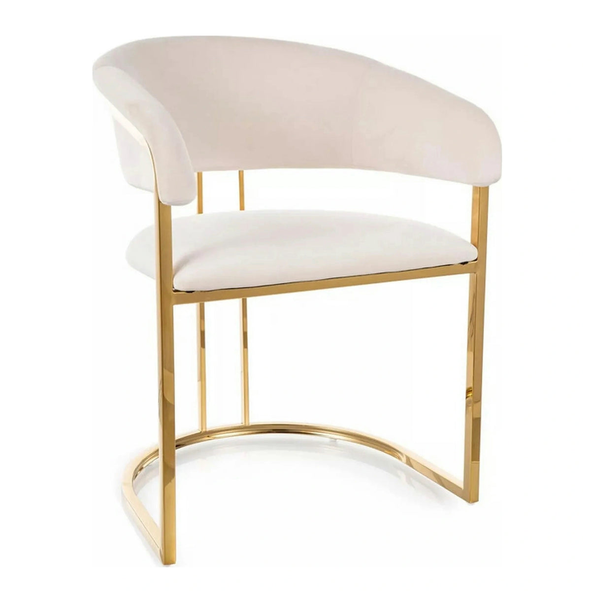 Scaun TULIPE, bej deschis - Bluvel 22, stofa catifelata/metal, 57x64x77 cm