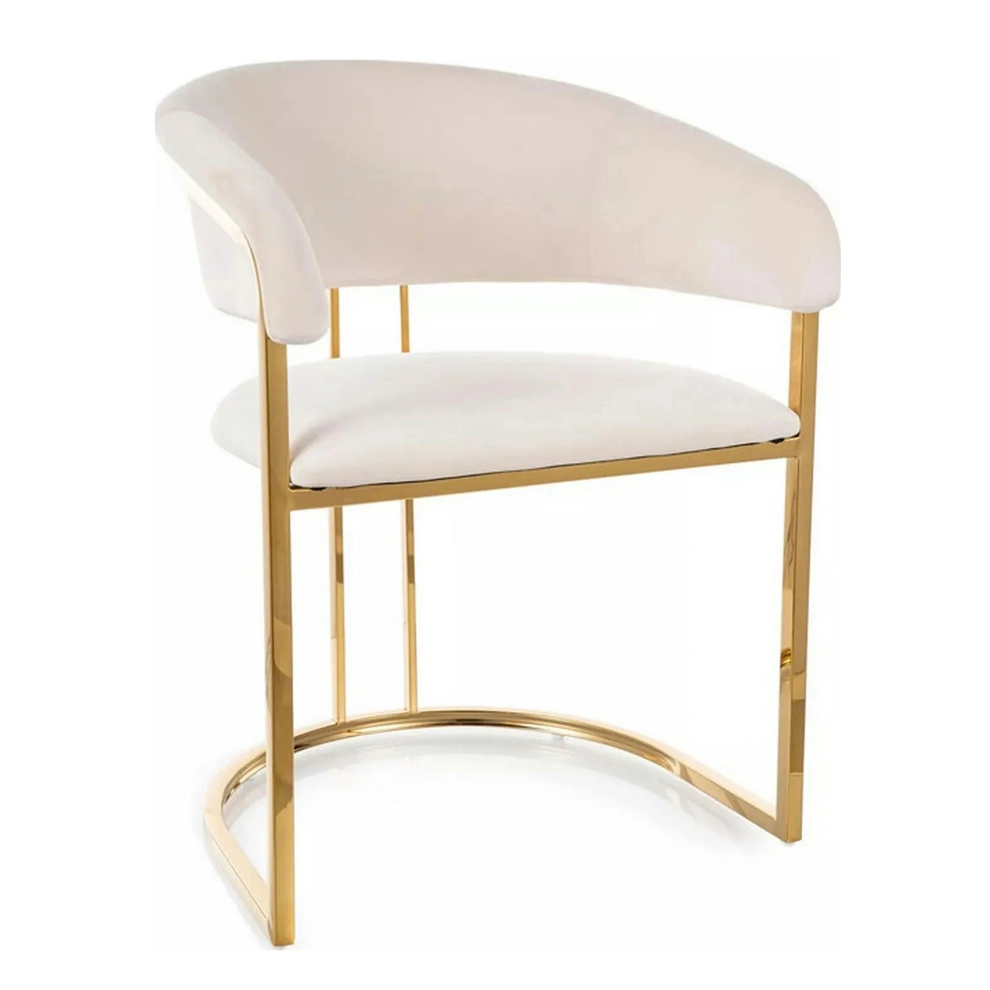 Scaun TULIPE, bej deschis - Bluvel 22, stofa catifelata/metal, 57x64x77 cm