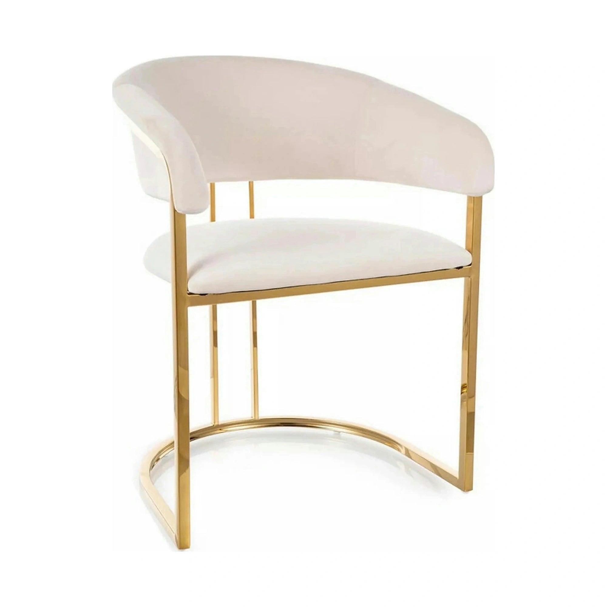 Scaun TULIPE, bej deschis - Bluvel 22, stofa catifelata/metal, 57x64x77 cm