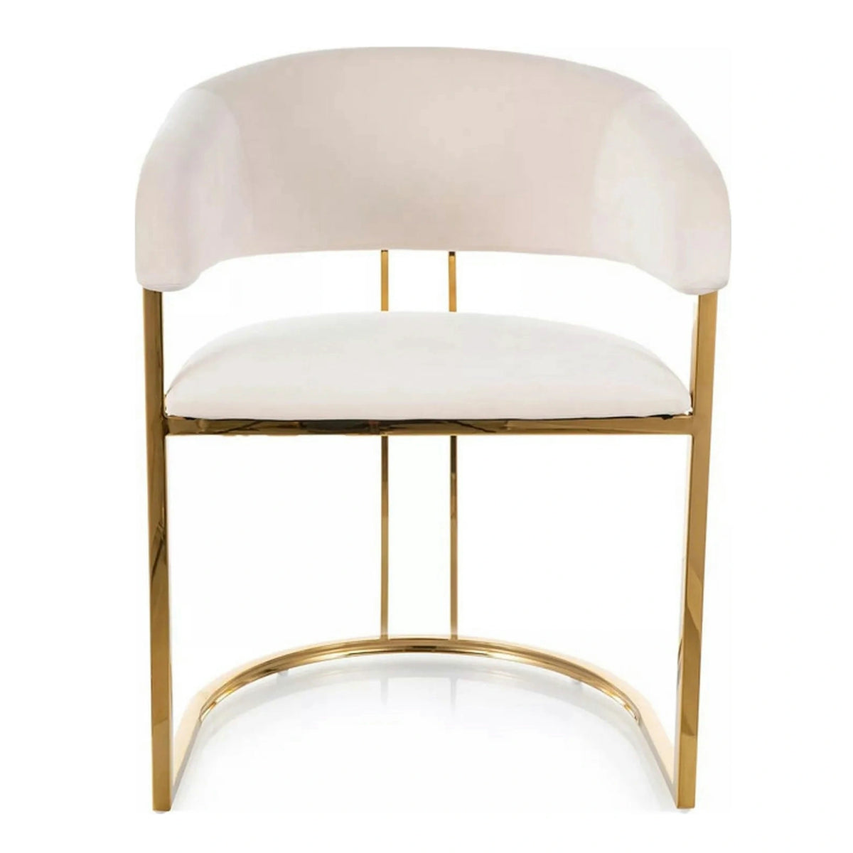 Scaun TULIPE, bej deschis - Bluvel 22, stofa catifelata/metal, 57x64x77 cm