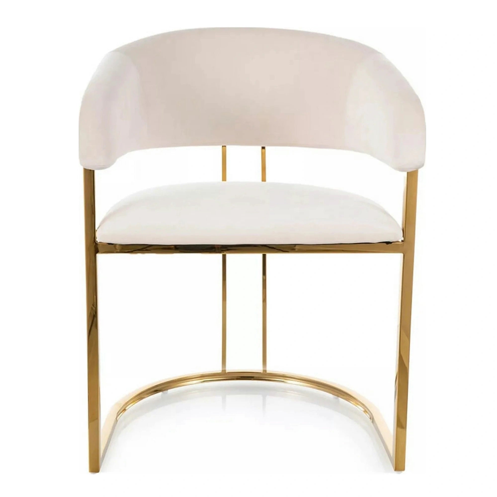 Scaun TULIPE, bej deschis - Bluvel 22, stofa catifelata/metal, 57x64x77 cm