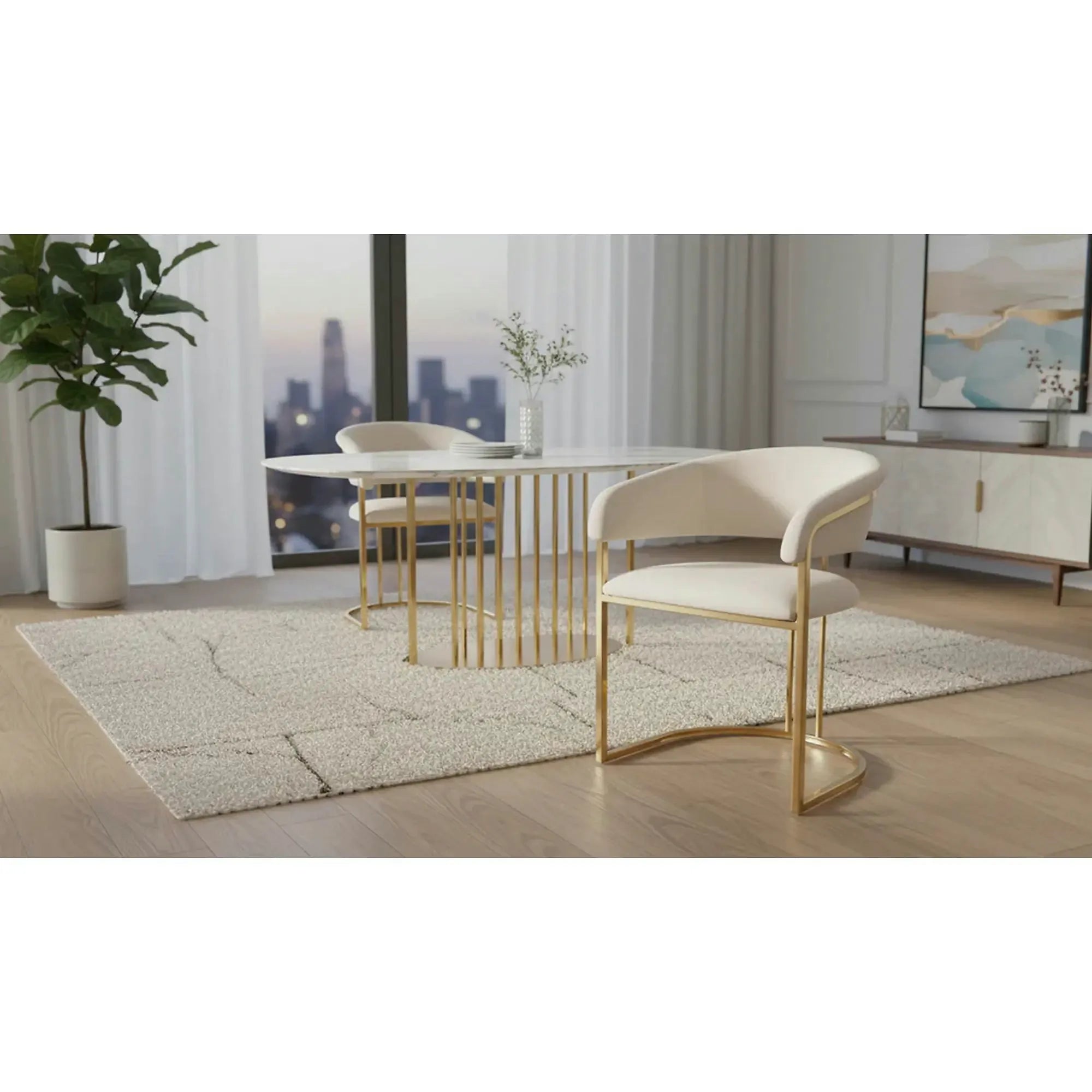 Scaun TULIPE, bej deschis - Bluvel 22, stofa catifelata/metal, 57x64x77 cm