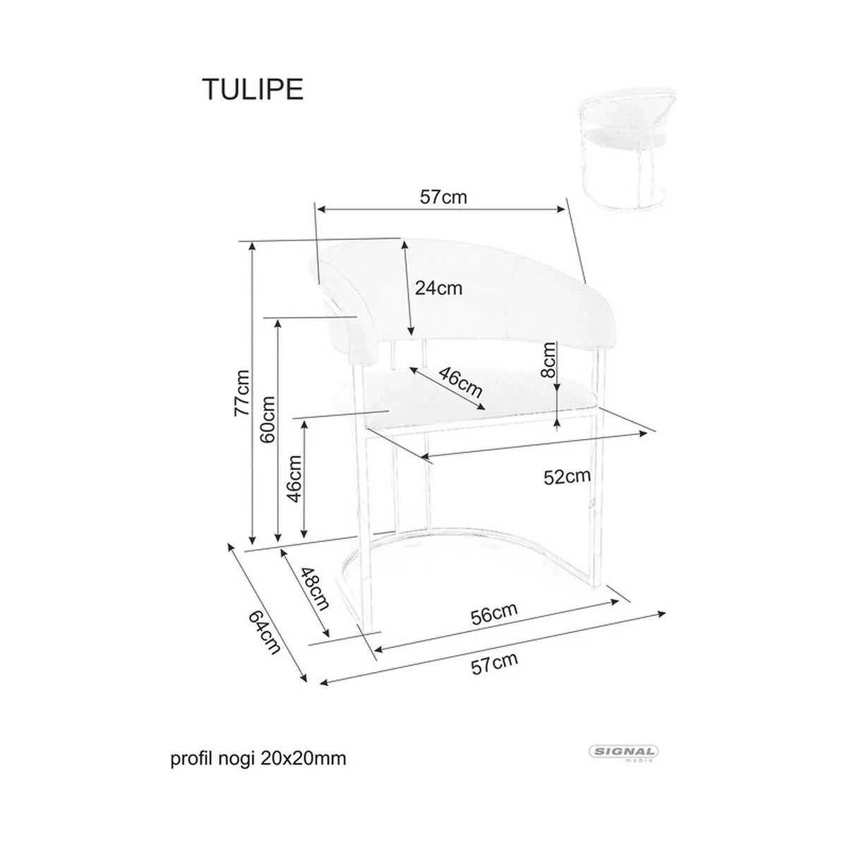 Scaun TULIPE, bej deschis - Bluvel 22, stofa catifelata/metal, 57x64x77 cm