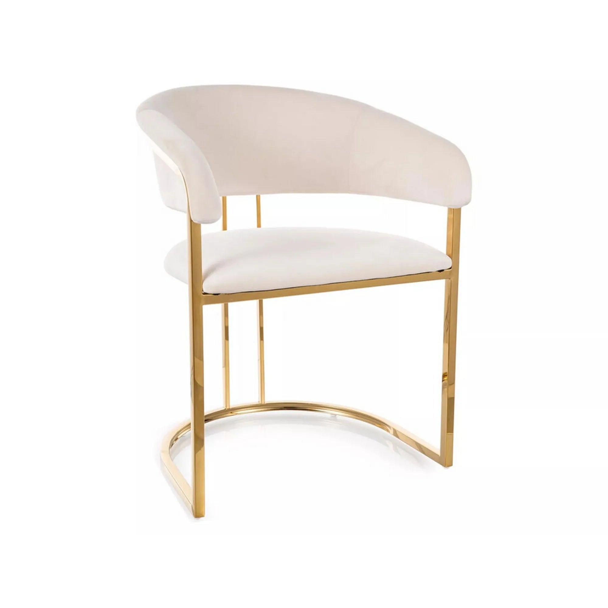 Scaun TULIPE, bej deschis - Bluvel 22, stofa catifelata/metal, 57x64x77 cm