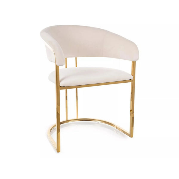 Scaun TULIPE, bej deschis - Bluvel 22, stofa catifelata/metal, 57x64x77 cm