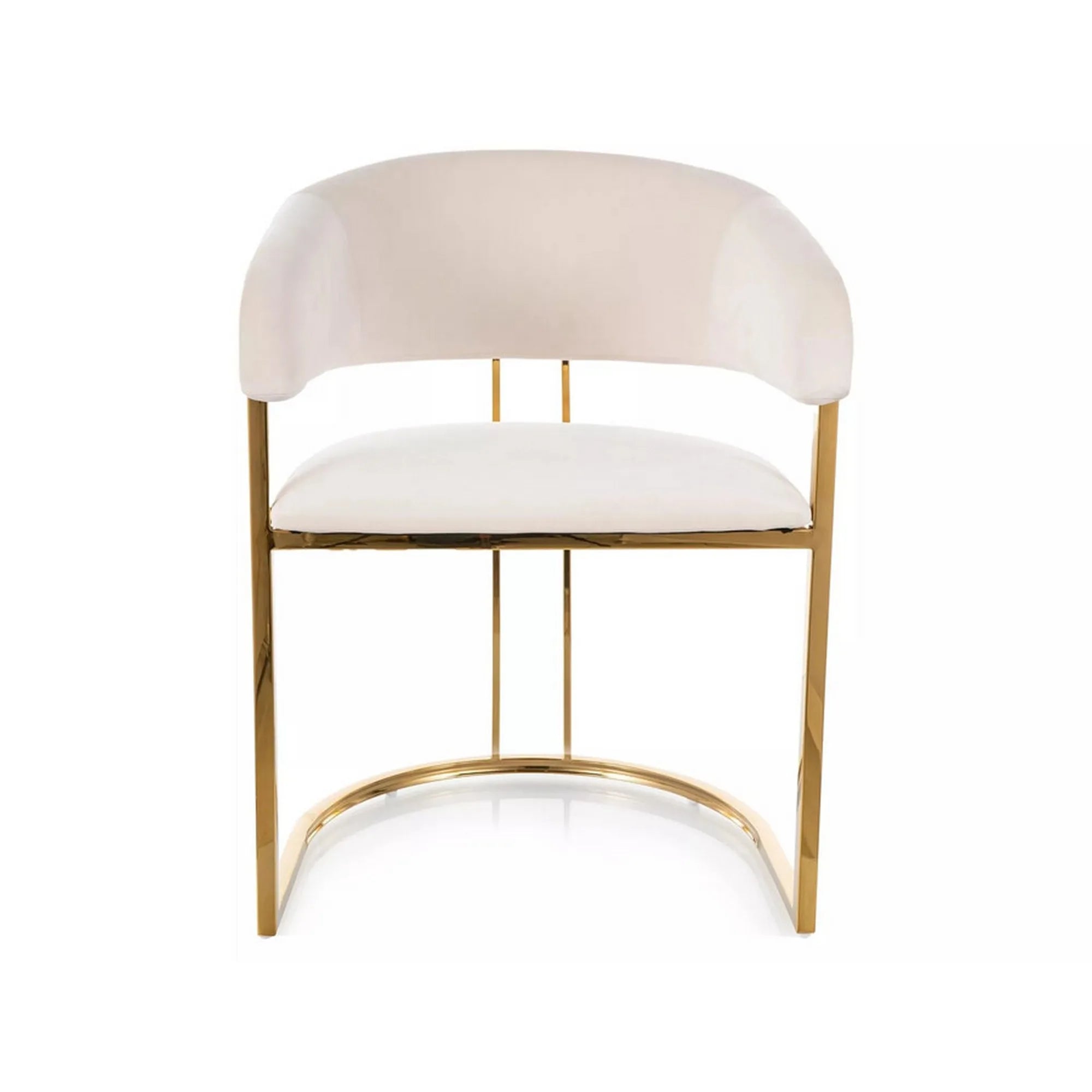 Scaun TULIPE, bej deschis - Bluvel 22, stofa catifelata/metal, 57x64x77 cm