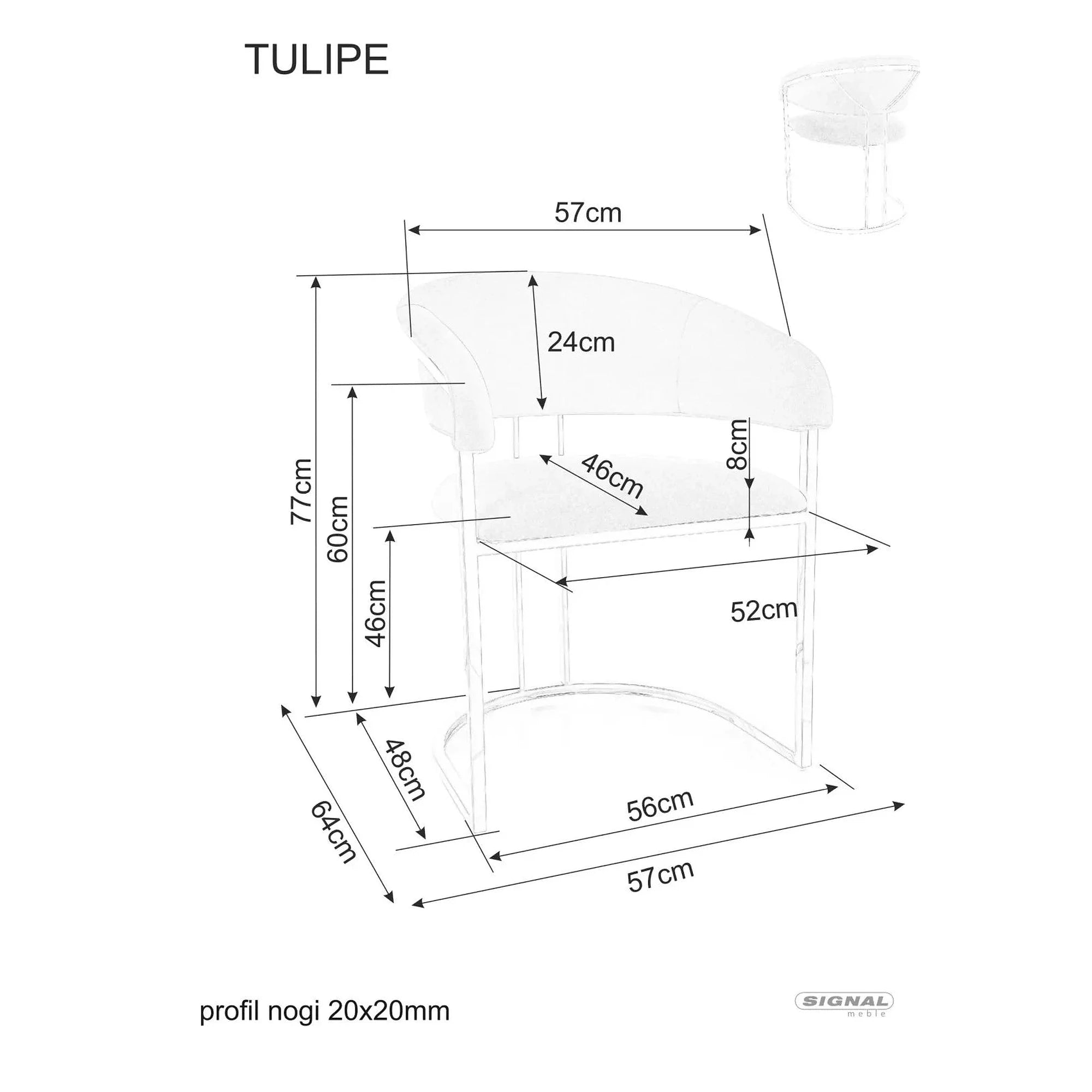 Scaun TULIPE, bej inchis - Bluvel 28, stofa catifelata/metal, 57x64x77 cm