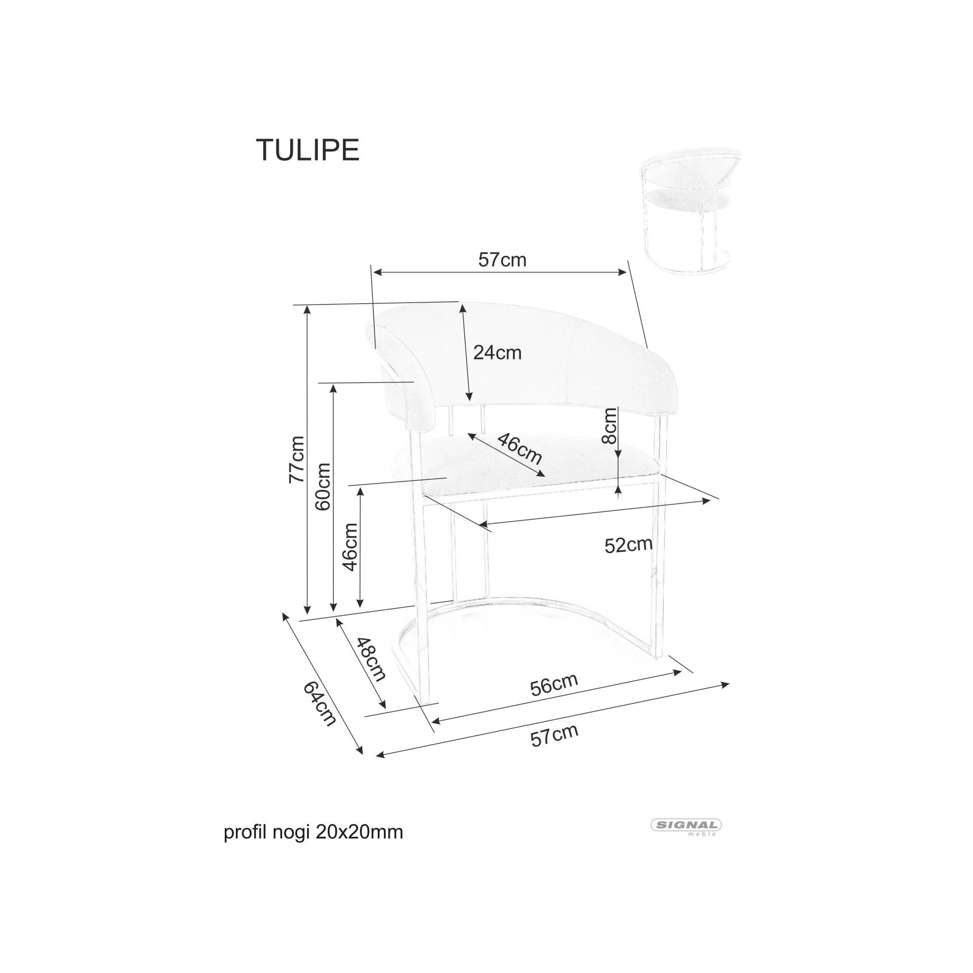 Scaun TULIPE, bej inchis - Bluvel 28, stofa catifelata/metal, 57x64x77 cm