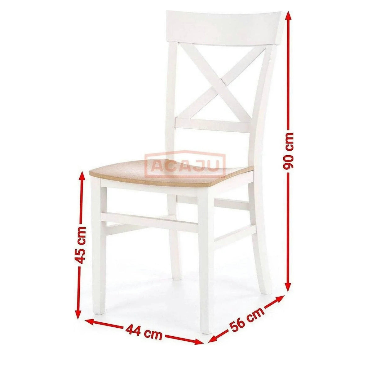 Scaun Tutti, stejar/alb, lemn de fag, 44X56X90 CM