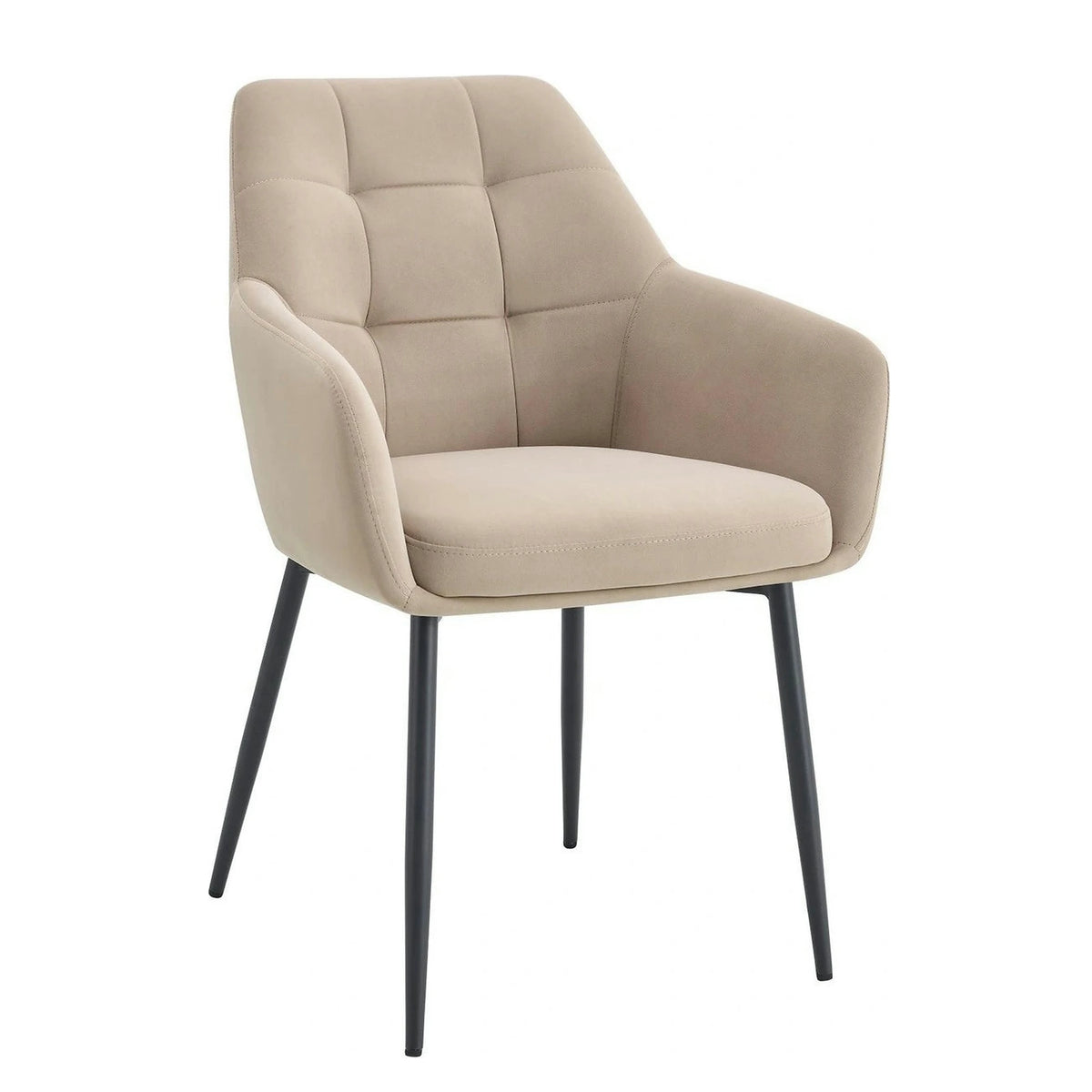 Scaun UGO NEW, bej/negru, stofa catifelata/metal, 58x62x85 cm