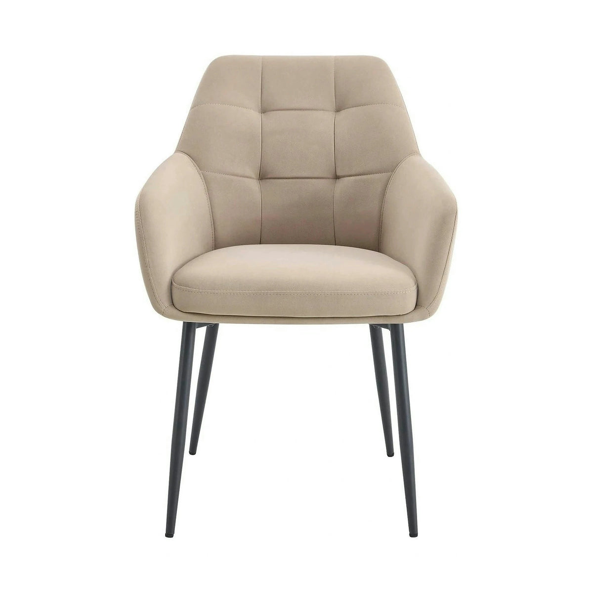 Scaun UGO NEW, bej/negru, stofa catifelata/metal, 58x62x85 cm