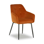 Scaun UGO NEW, caramiziu/negru, stofa catifelata/metal, 58x62x85 cm