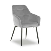 Scaun UGO NEW, gri deschis/negru, stofa catifelata/metal, 58x62x85 cm