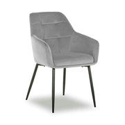 Scaun UGO NEW, gri deschis/negru, stofa catifelata/metal, 58x62x85 cm