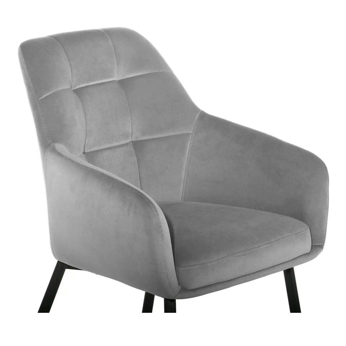 Scaun UGO NEW, gri deschis/negru, stofa catifelata/metal, 58x62x85 cm