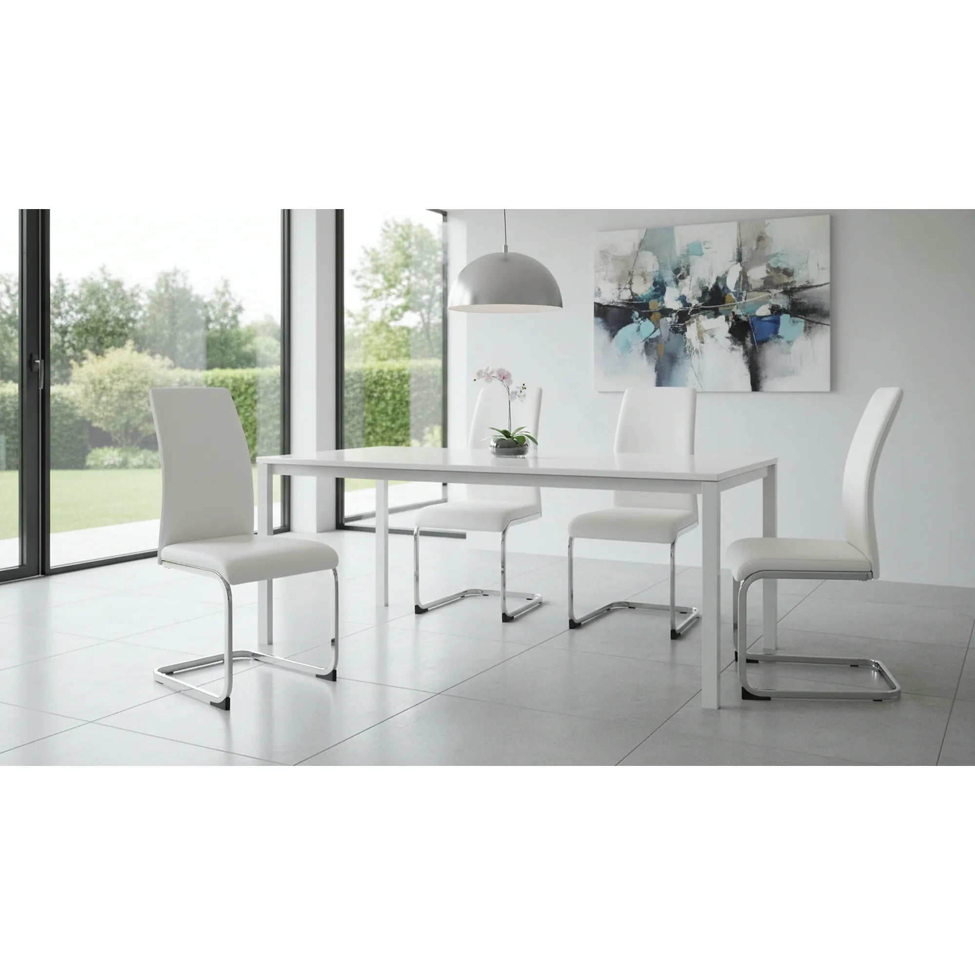 Scaun VATENA, alb/crom, piele ecologica/metal, 42x56x99 cm