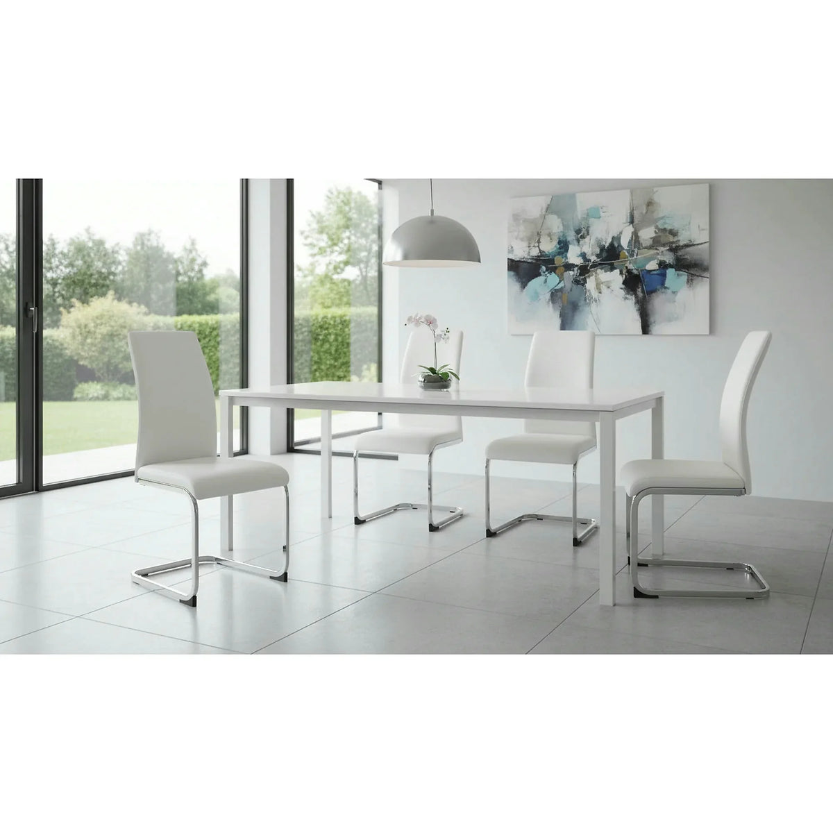 Scaun VATENA, alb/crom, piele ecologica/metal, 42x56x99 cm
