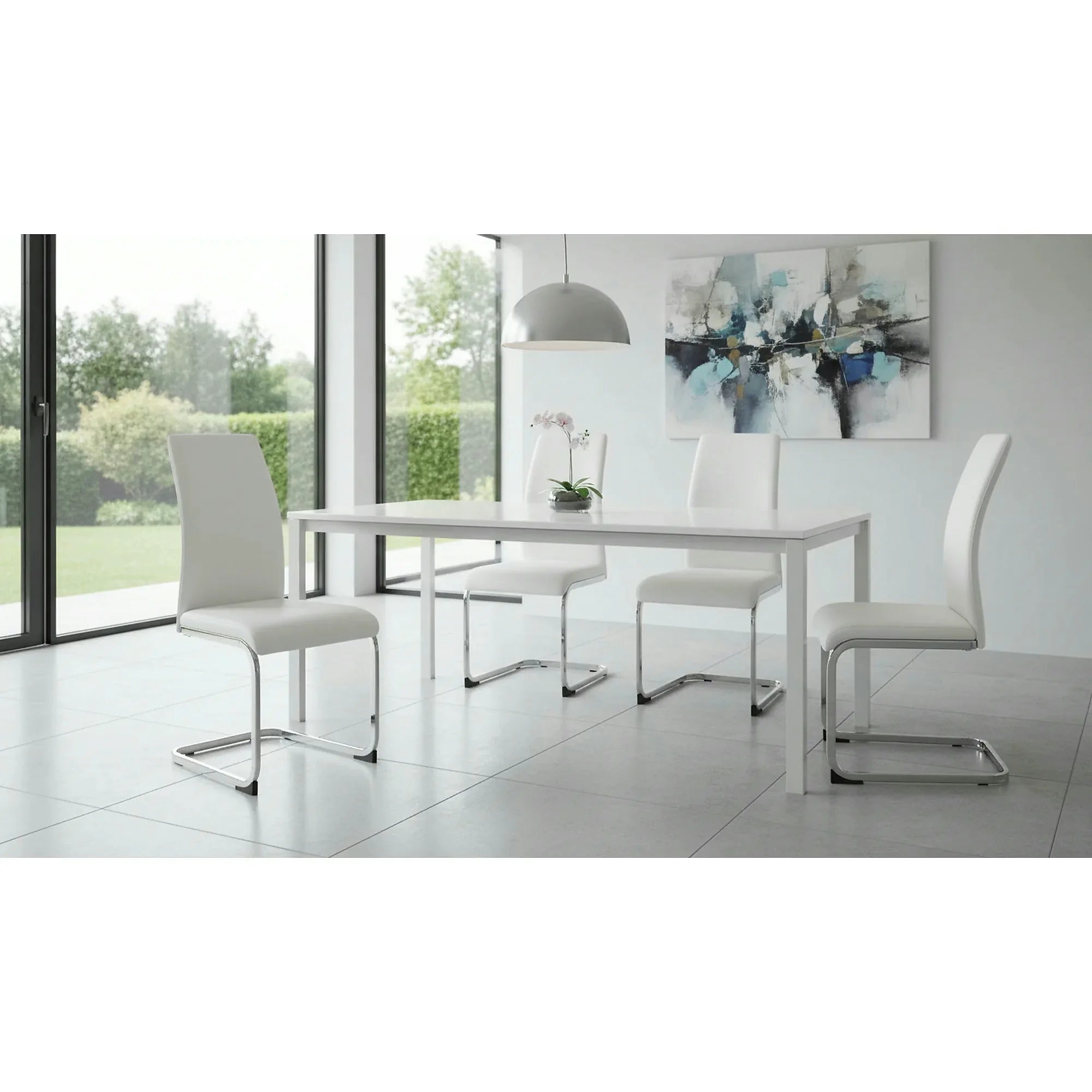 Scaun VATENA, alb/crom, piele ecologica/metal, 42x56x99 cm