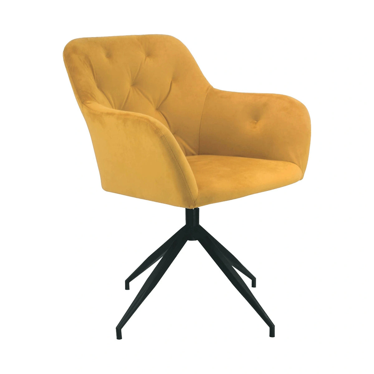 Scaun VELEZA NEW, galben mustar/negru, stofa catifelata/metal, 66x66x83 cm