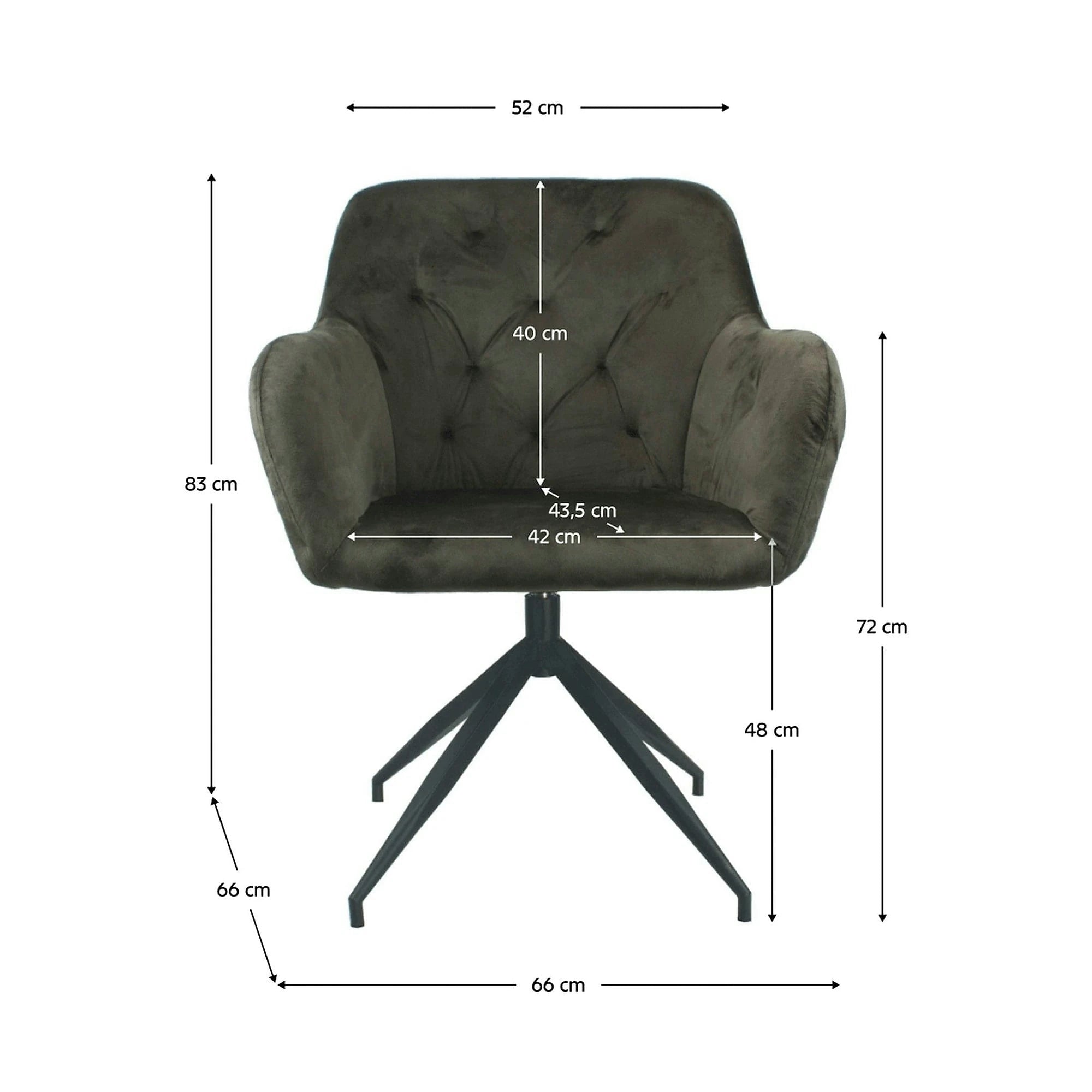 Scaun VELEZA NEW, maro/negru, stofa catifelata/metal, 66x66x83 cm