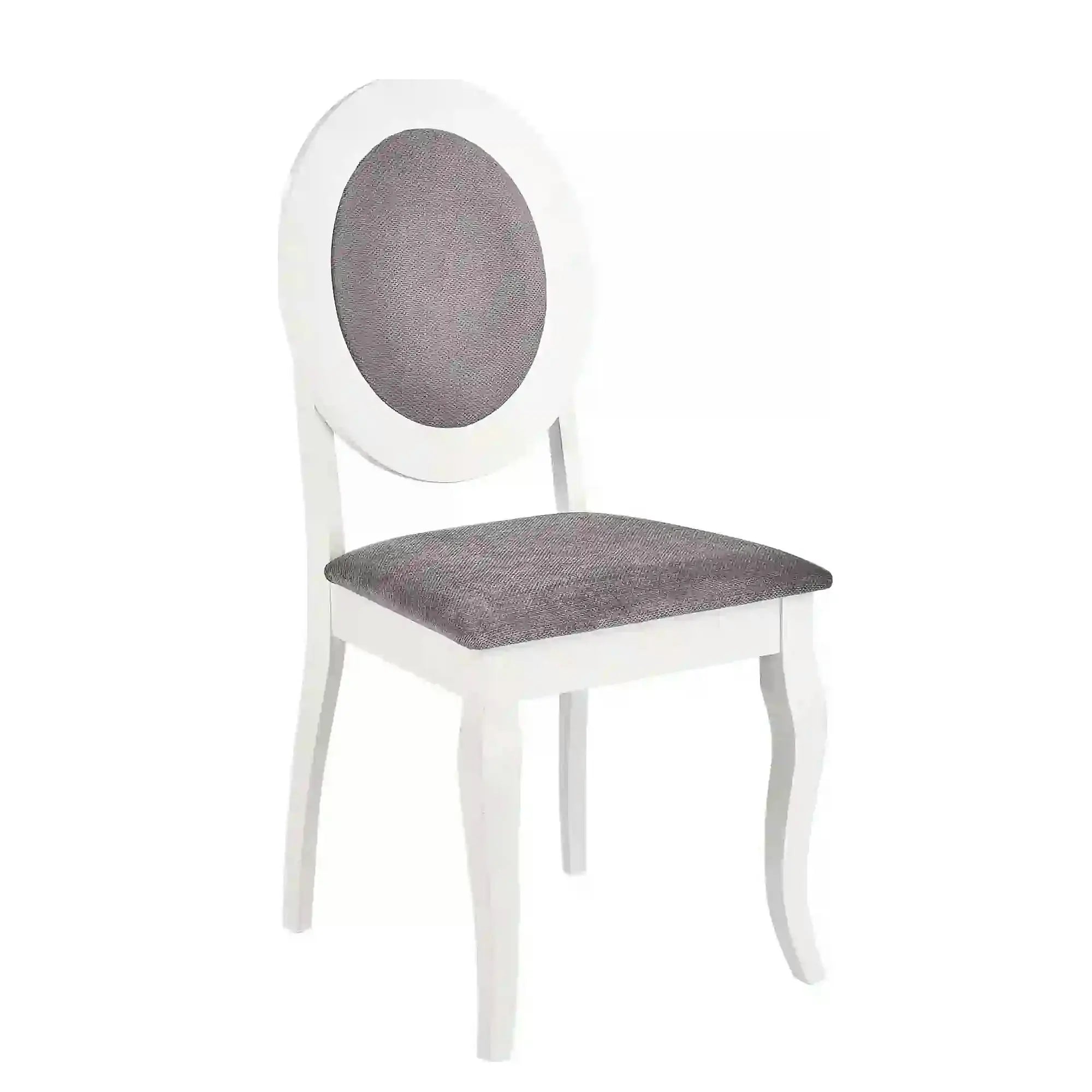 Scaun vintage alb BAROCK, lemn de cauciuc, 45x51x93 cm