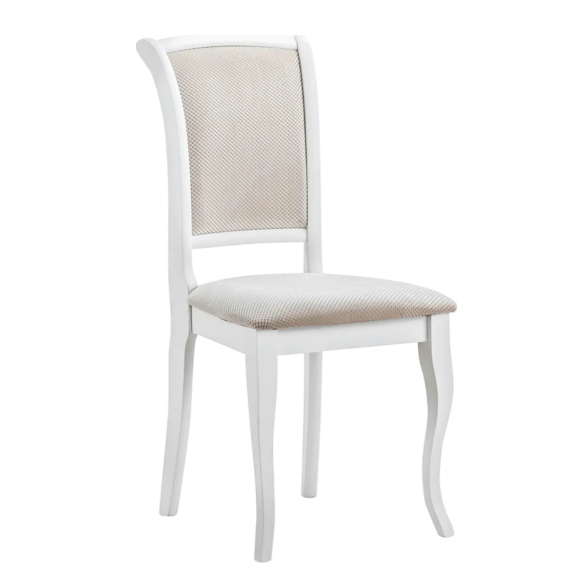 Scaun vintage bucatarie MN-SC, alb/bej, stofa/lemn, 45x42x96 cm