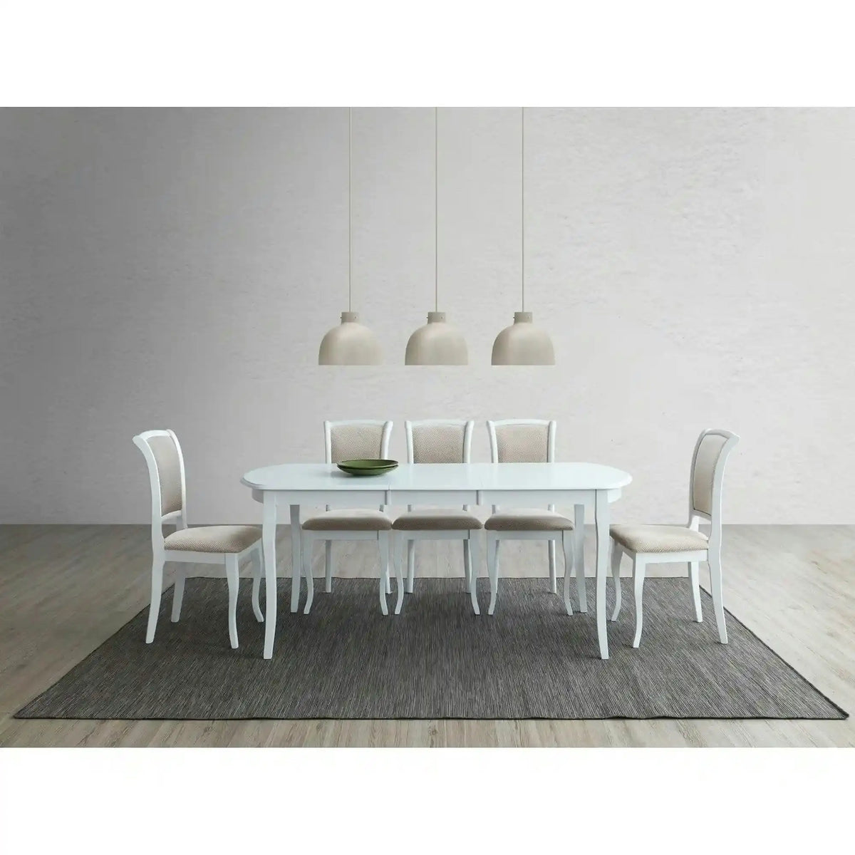 Scaun vintage bucatarie MN-SC, alb/bej, stofa/lemn, 45x42x96 cm